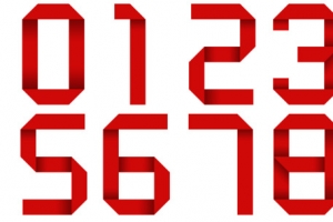 字体  折纸  红色 数字