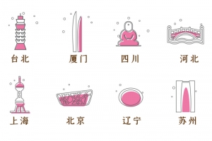 中国城市地标图标高清PNG透明免扣设计素材免费下载