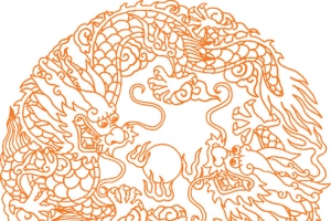 中式盘旋龙纹边框