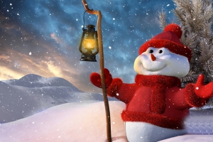 唯美星空灯可爱雪人