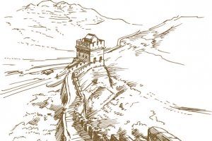 中国万里长城线稿
