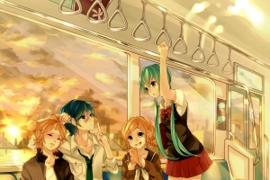 Vocaloid,火车,初音未来,小学生动漫壁纸