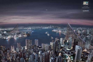 傍晚城市全景鸟瞰图