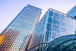 蓝色商务城市建筑大楼背景