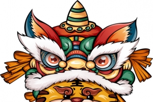 打鼓欢庆的老虎