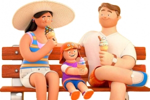 商铺 商业 情侣 C4D 吃冰淇淋