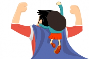 父亲节手绘人物超人披风