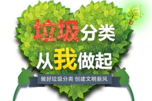 绿色心形卡通创意垃圾分类