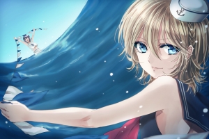 女孩 水 海洋 4K动漫壁纸