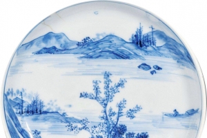 水墨青花瓷盘免扣png素材