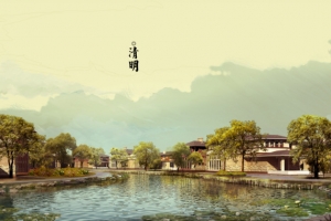 春天 四月 清明节 青团 海报 背景 3