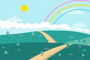 儿童节卡通绿色促销背景banner