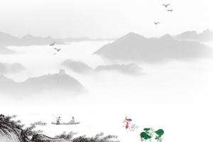 中国风古韵水墨画平面广告