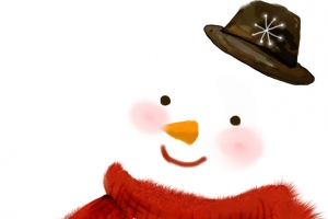 手绘红围脖可爱雪人
