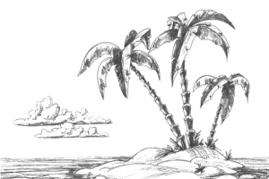 铅笔画海岛