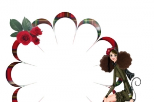 时尚女郎花型指示牌情人节高清PNG透明设计素材免费下载