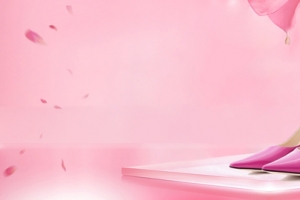 女士皮鞋促销季文艺花瓣粉色banner