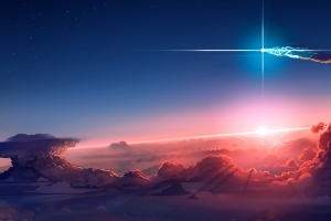 云 天空 星星 光 动漫风景 3440x1440 带鱼屏 壁纸
