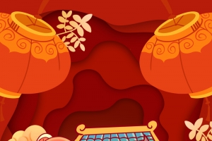 卡通牛年手绘灯笼装饰元素图