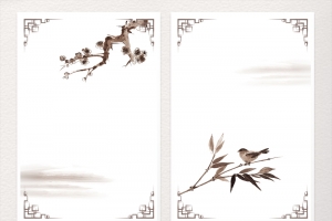 矢量古典中国风水墨花草背景