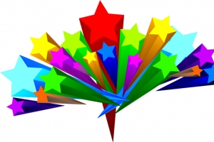 立体放射卡通多色星星高清PNG透明漂浮几何图素材免费下载