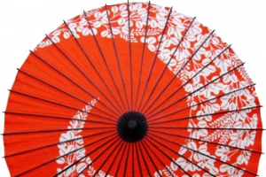 红色印花油纸伞海报背景