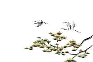 大雁飞过树枝