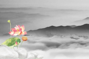 水墨古风荷花banner背景