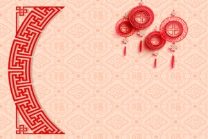 新年春节红色纹理中国结banner展板