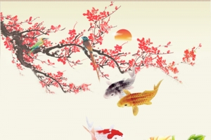 中式水墨国画工笔画海报背景素材