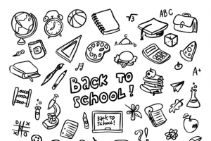 黑白手绘涂鸦文具书本