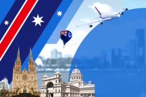 旅游澳大利亚几何景色蓝banner