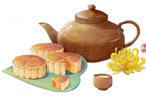 中秋赏月赏菊赏月饼