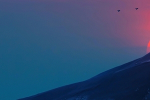沙漠 日落 太阳 夜晚 一个人 唯美风景3840x1080电脑壁纸