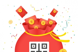 卡通二维码福袋免抠图