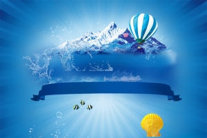 清新凉爽冰山海洋蓝色背景