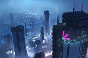城市鸟瞰远景