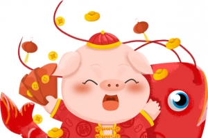 2019新年猪宝宝和鱼