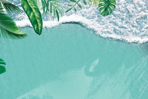 夏季清爽海边手绘背景广告H5