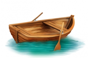 小船，船桨，滑行，水面