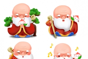 卡通可爱寿星老爷爷寿桃呆萌