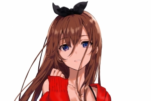 红色衣服 棕色长发 短袜动漫美女4k手机壁纸