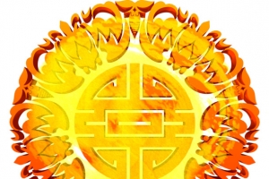 黄色复古传统花纹中式