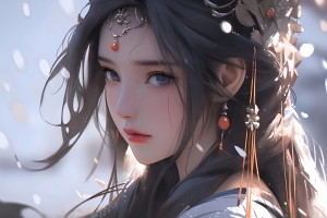漂亮古风美女 头饰 回头 凝望平板电脑壁纸