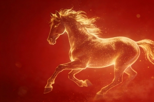 金色马匹红色喜庆背景4K高清壁纸3840x2160免费下载