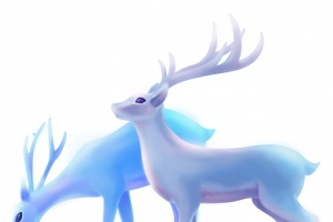 梦幻唯美插画麋鹿元素