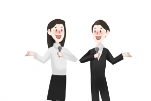 手绘寒假工作的主持人
