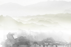 水墨山水渐变灰色banner背景