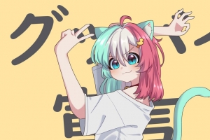 女孩 neko 耳朵 手势 动漫 4k壁纸 3840x2160