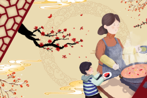 腊八节腊八粥梅花手绘人物复古背景
